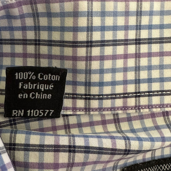 David Donahue Men’s Trim Long Sleeve Shirt Blue Plaid Size 17.5 34/35. - Picture 10 of 13